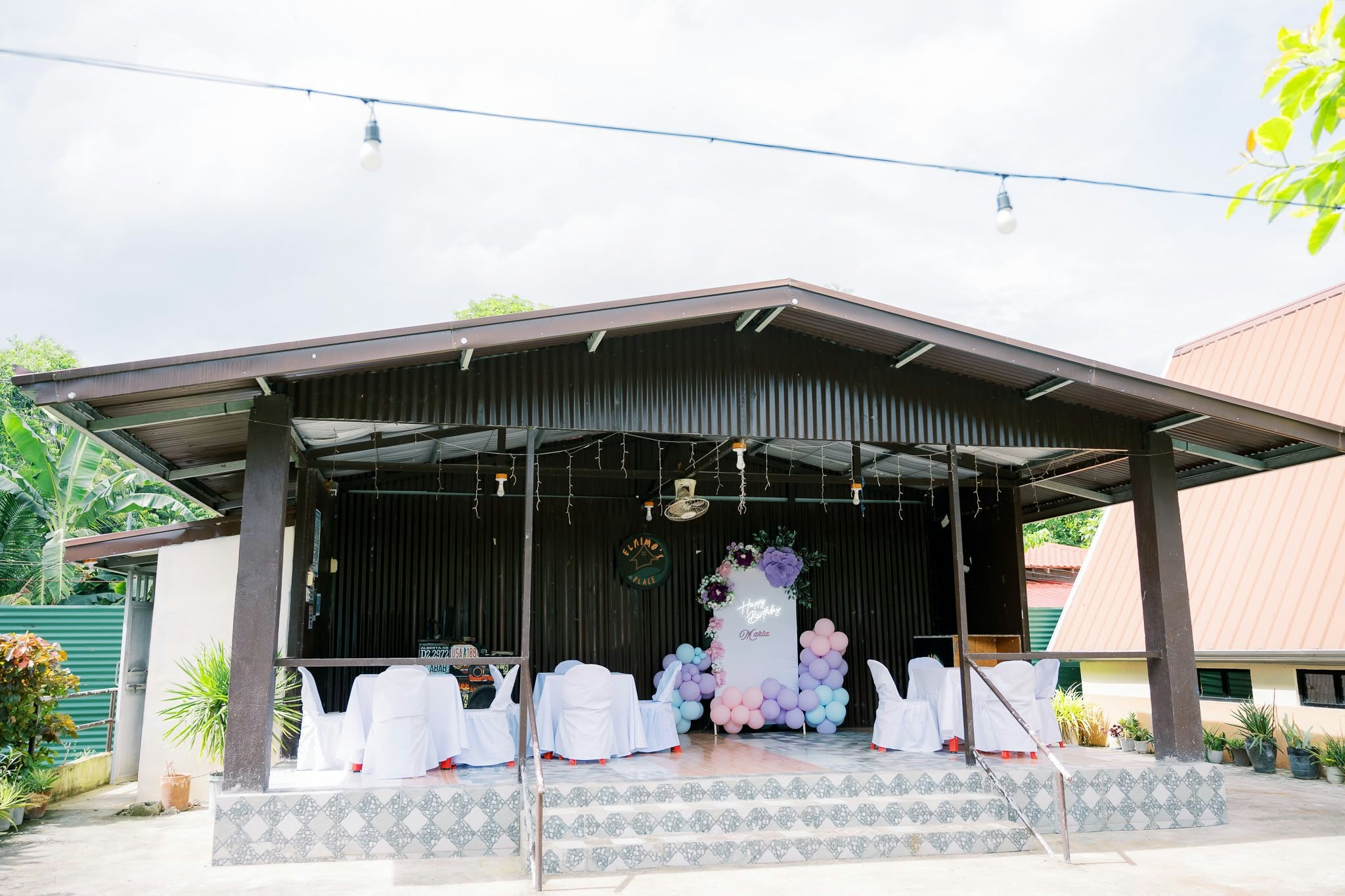 Function hall set up for a birthday