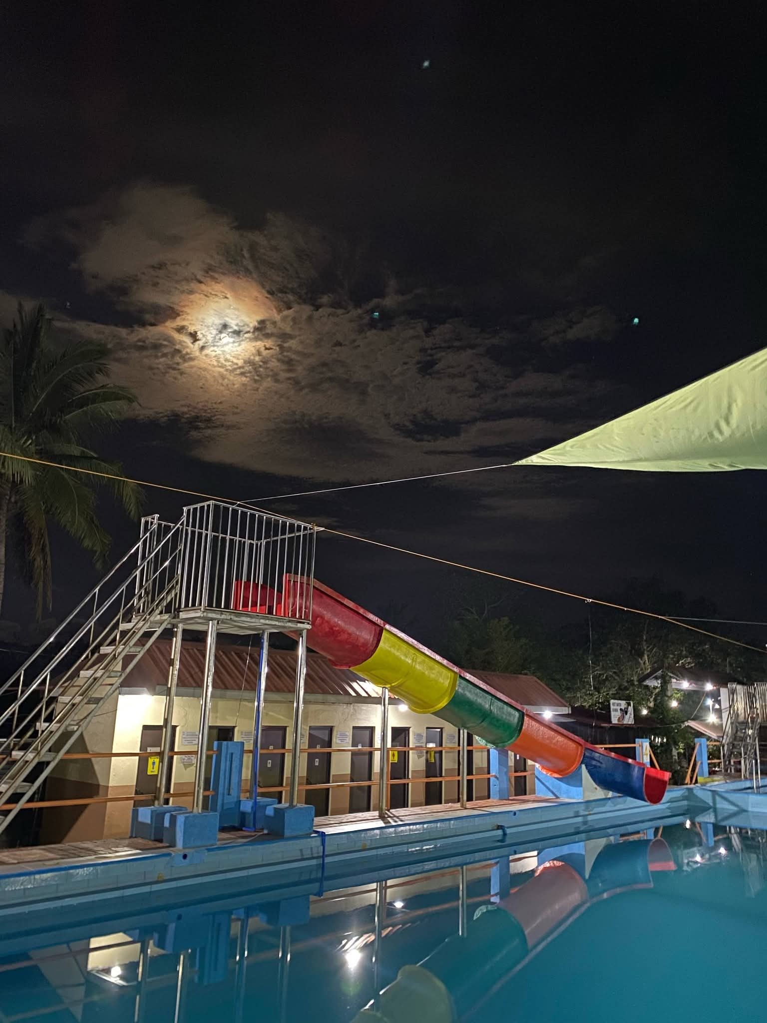 Moonlit pool evening