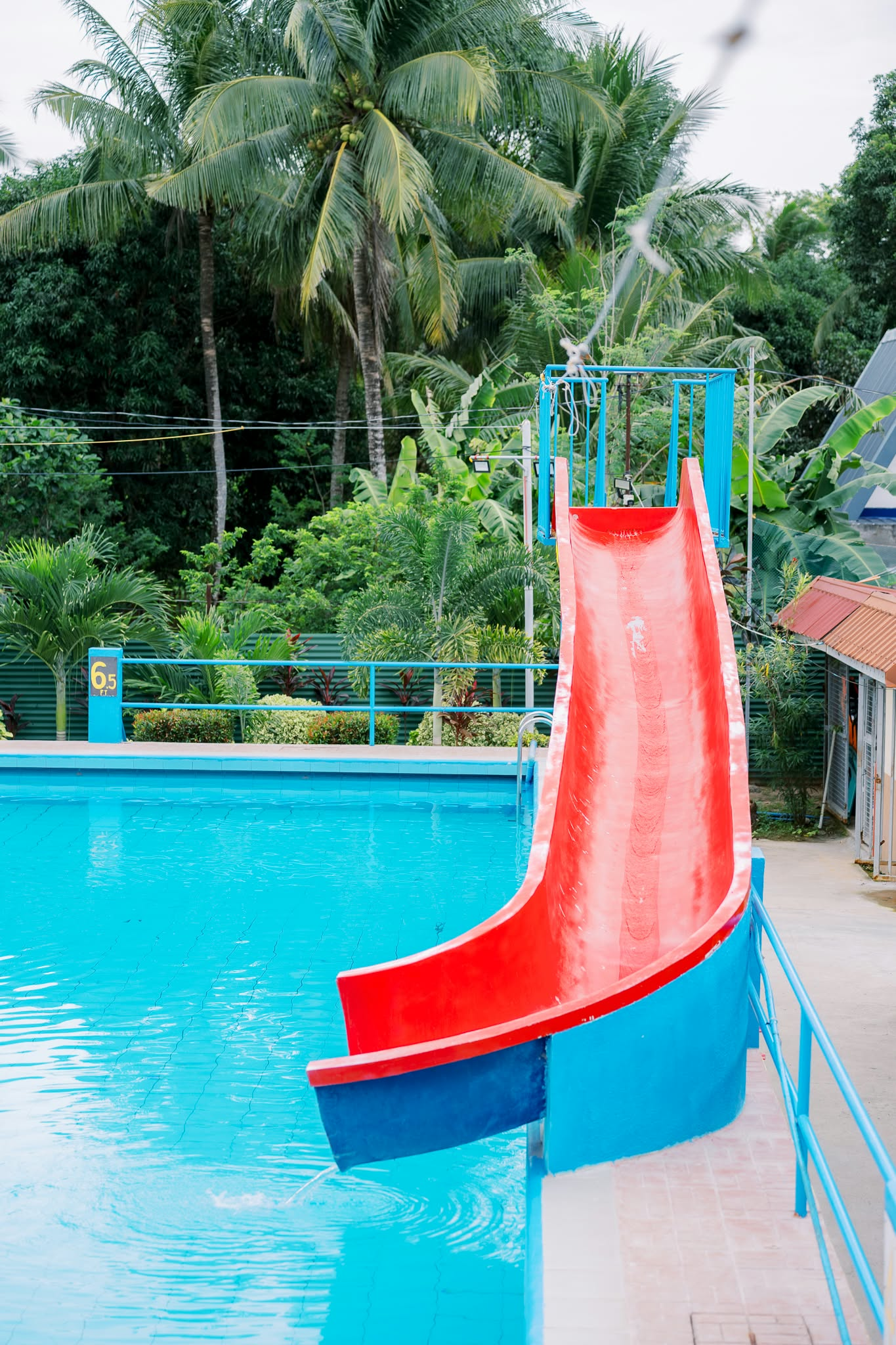 Red waterslide close-up