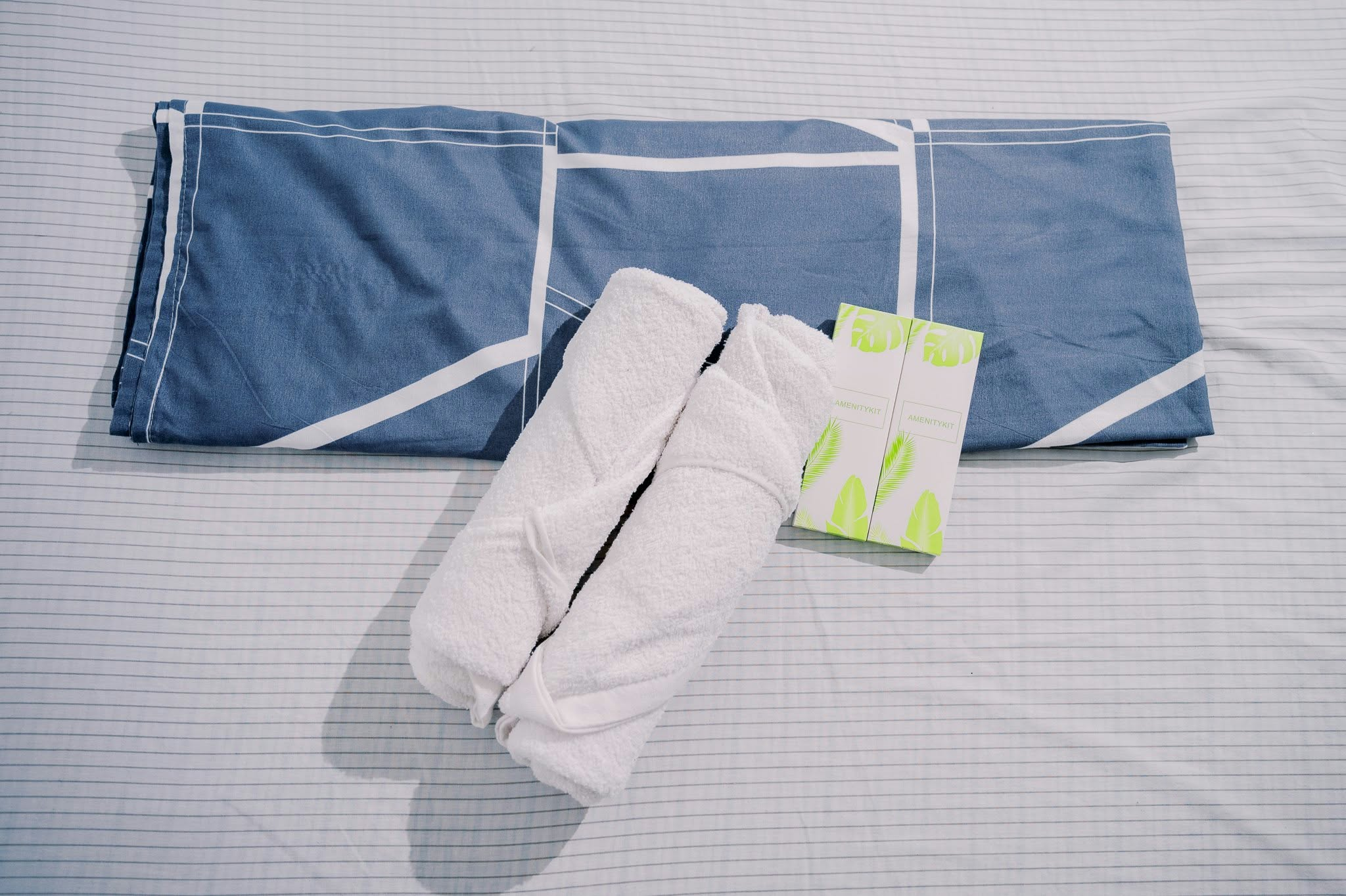 Fresh linens and amenity kit